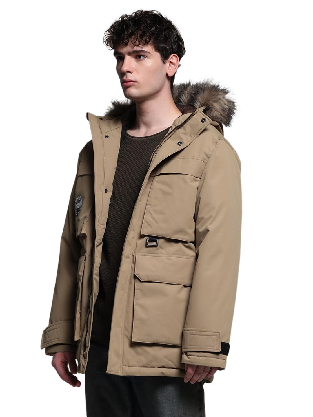 Jack & Jones Men Regular Fit Brown Jacket dress material - Shoppermaart