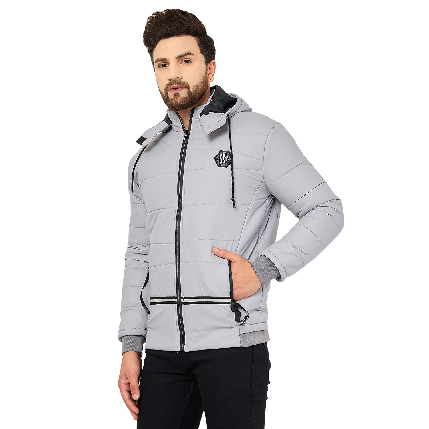 Ben Martin Men's winter bomber Nylon Standard Length Stylish biker Casual Jacket Grey - 3XL - Image 7