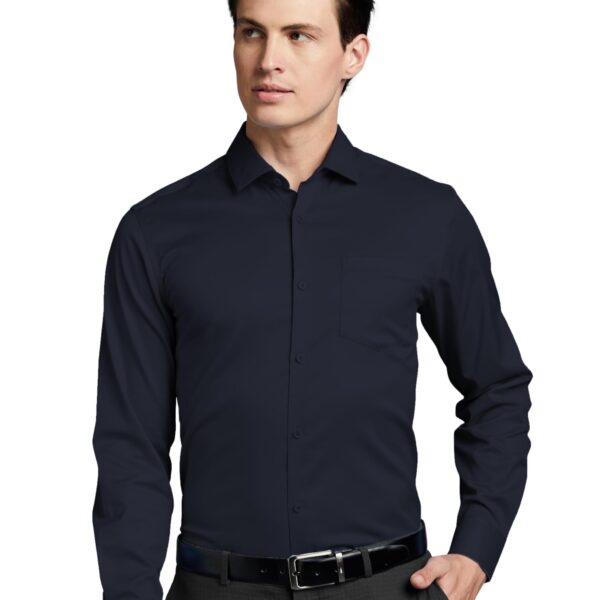 Symbol Premium Men's Wrinkle-Resistant Regular Fit Cotton Formal Shirt (SS23-SMP-FS-01_Navy_39) dress material - Shoppermaart