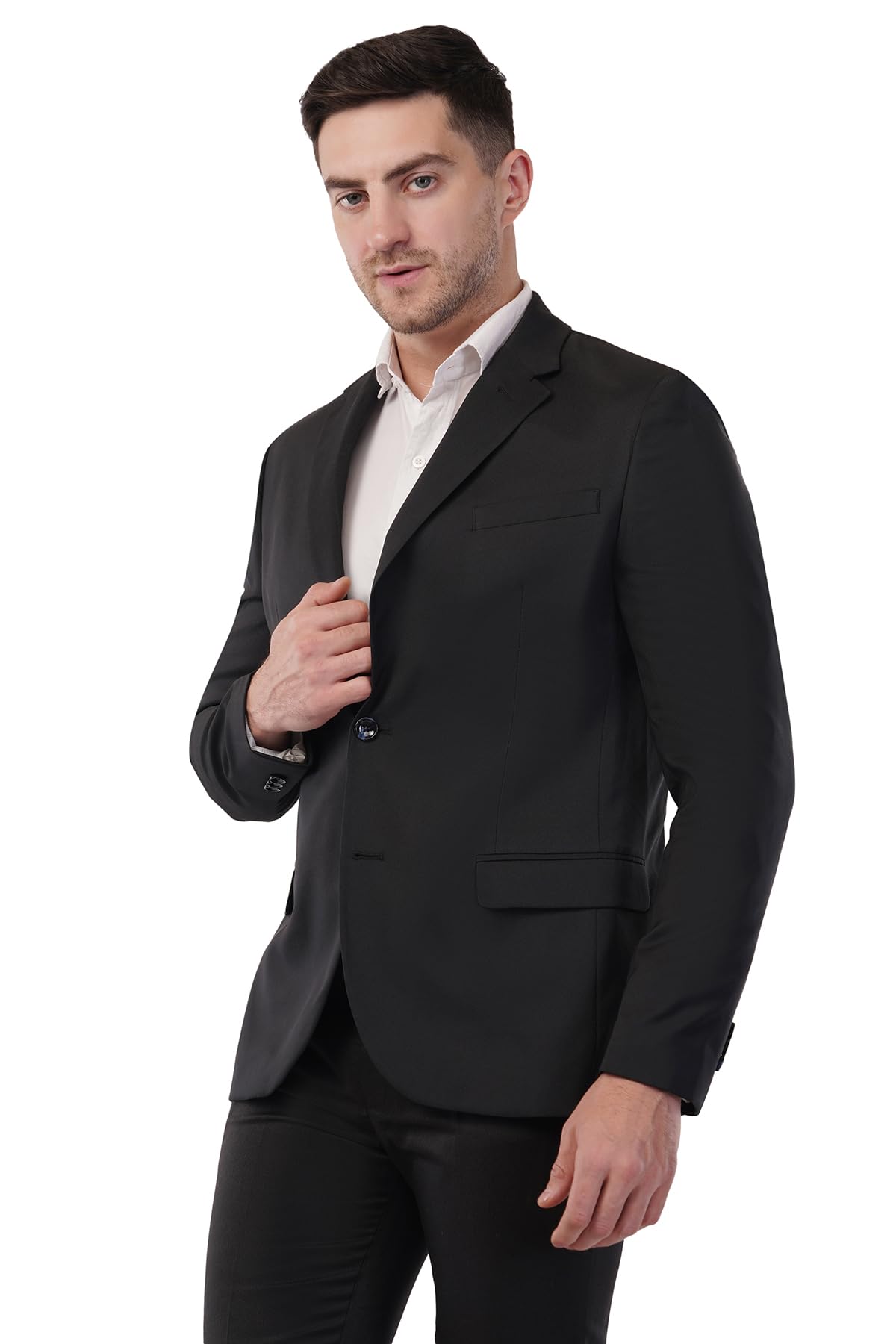 SaintX Men's Formal Blazer/Coat, dri-fit Fabric, Office Jet Black dress material - Shoppermaart