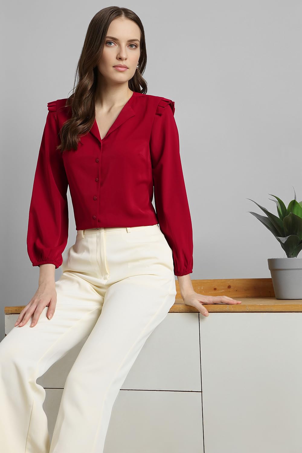 Van Heusen Women's Regular Fit Shirt (VWSFFRGFI10149_Red - Image 5