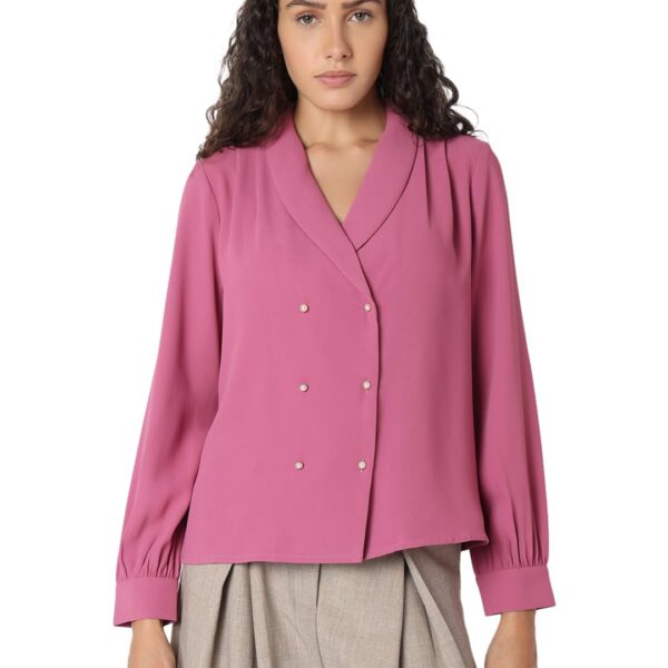 VERO MODA Women Regular Fit Pink Top dress material - Shoppermaart