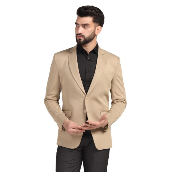 TAHVO Men Blazer Lycra Fabric Blend Slim Fit Single Breasted Blazer Color Beige Size 44 dress material - Shoppermaart