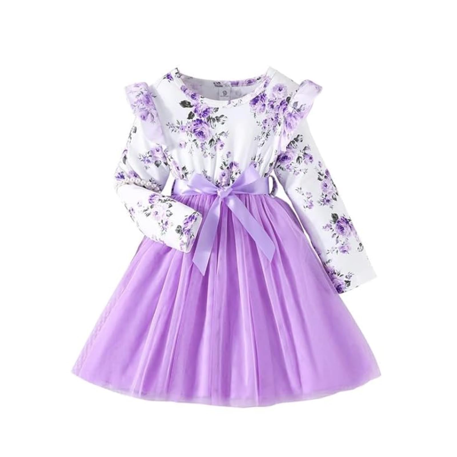 Niren Enterprise Girls Modal and net Fabric Full Sleeve Knee Length Frock (Purple COCHOA, 4-5Y) dress material - Shoppermaart