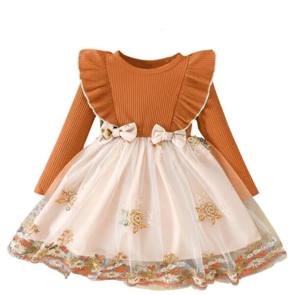 TAGAS Girls' Princess Dress for Girls ||Fancy Dress|| Birthday Frock for Girl || (KD-213) Orange dress material - Shoppermaart