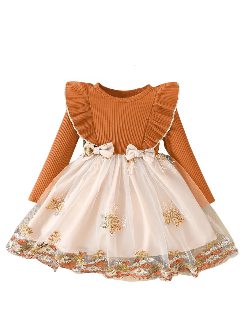 TAGAS Girls' Princess Dress for Girls ||Fancy Dress|| Birthday Frock for Girl || (KD-213) Orange dress material - Shoppermaart