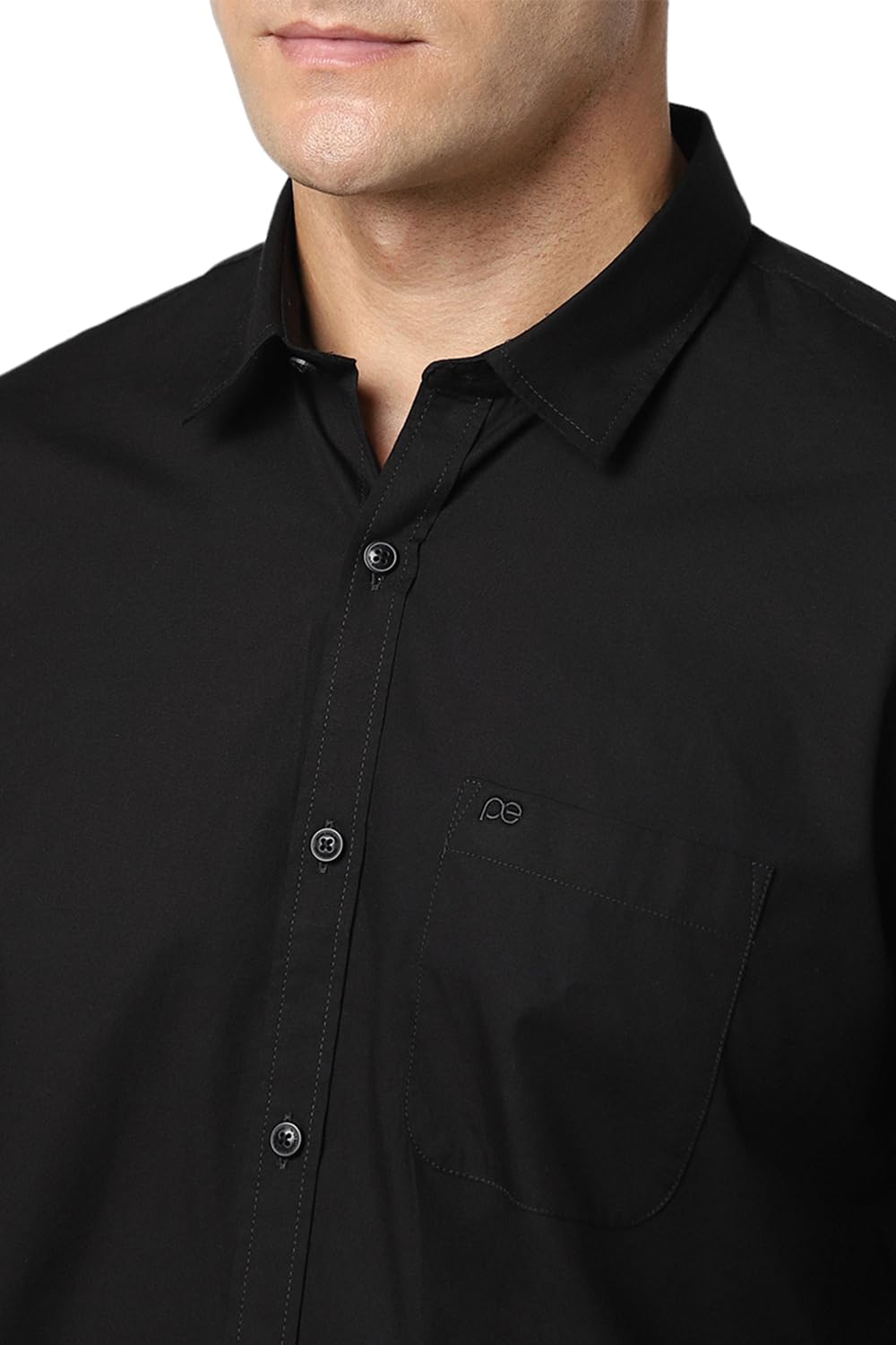 Peter England Men’s Solid Slim Fit Full Sleeve Casual Shirt| 100% Cotton Black