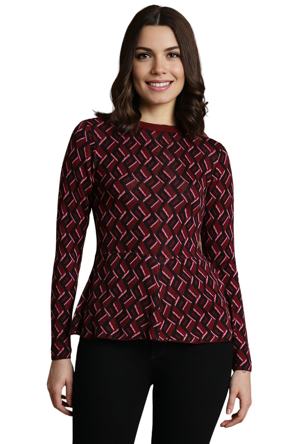 Allen Solly Women's Regular Fit Blouse (AHFTCRGF364528_Maroon_XS dress material - Shoppermaart
