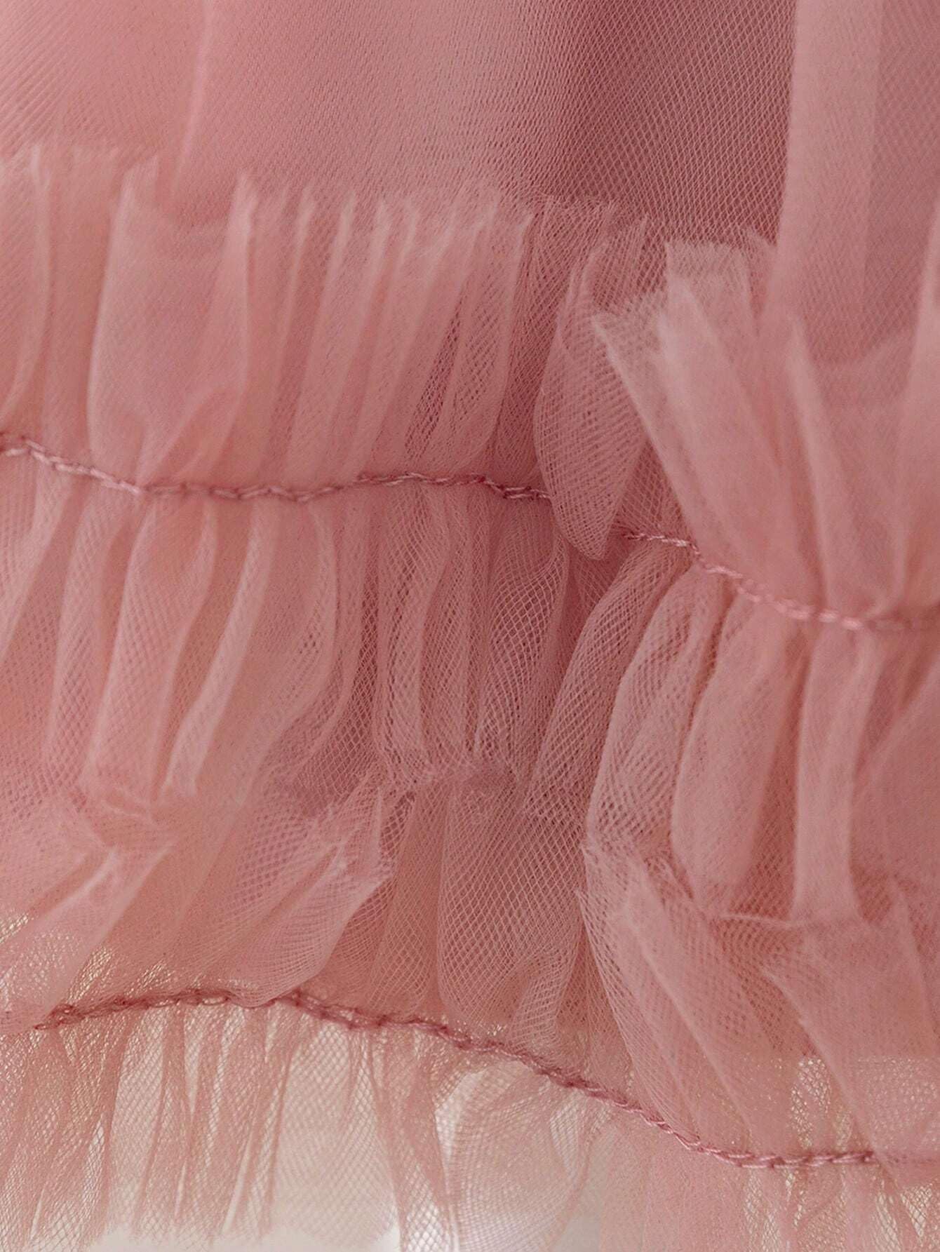 Niren Enterprise Rollar Frock net Embroidery Work Ruffle Patterned Flared Short Sleeve Baby Girl Frock, Pack of 1 (ROLLAR Frock, 6-12M) Orange - Image 4