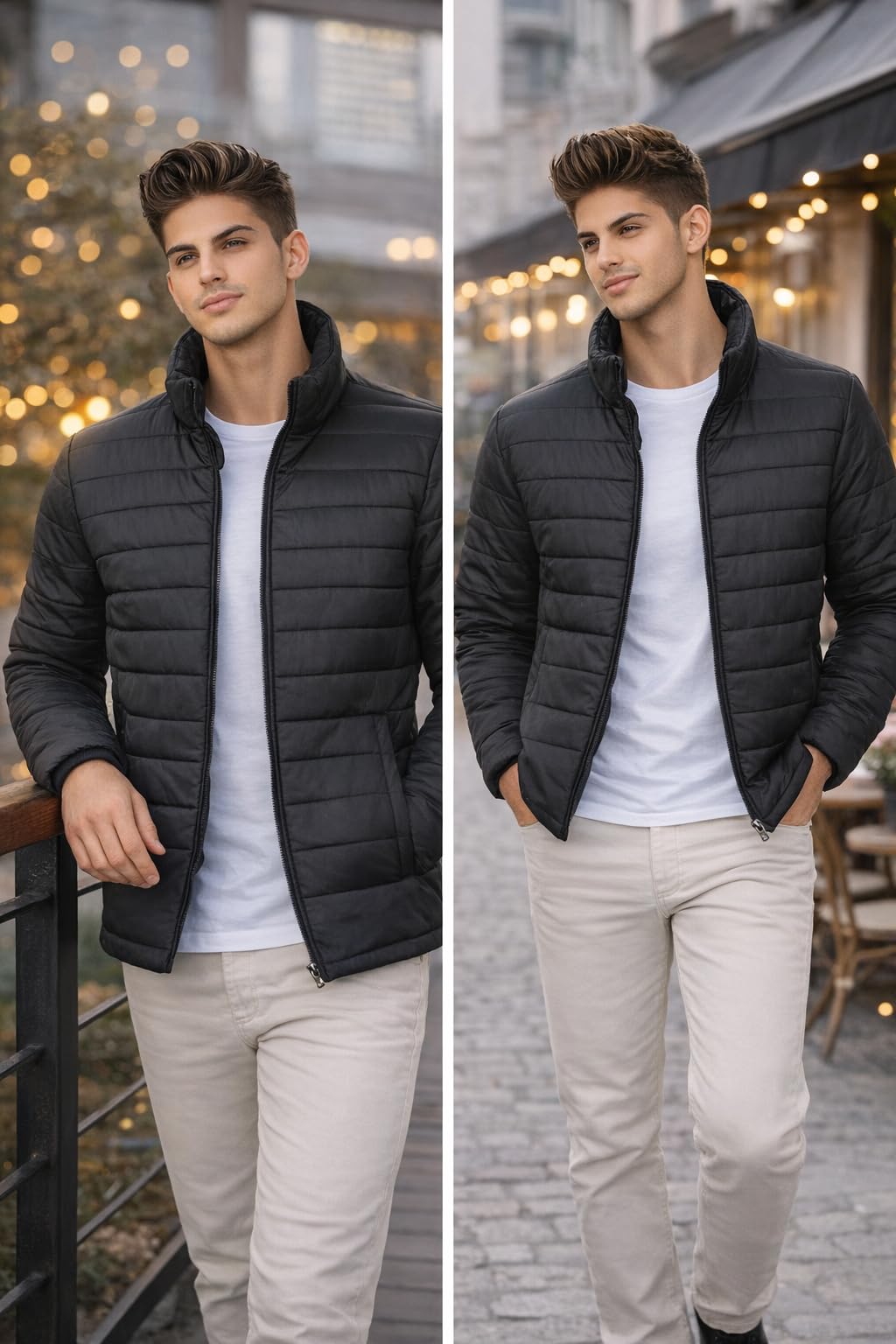 Ben Martin Men’s Black Quilted Winter Jackets || Lightweight Puffer Jacket for Men || Full Sleeve Stand Collar Jacket:s || Warm & Comfortable Winter Wear || Casual & Travel Jacket’ for Men’ – Large