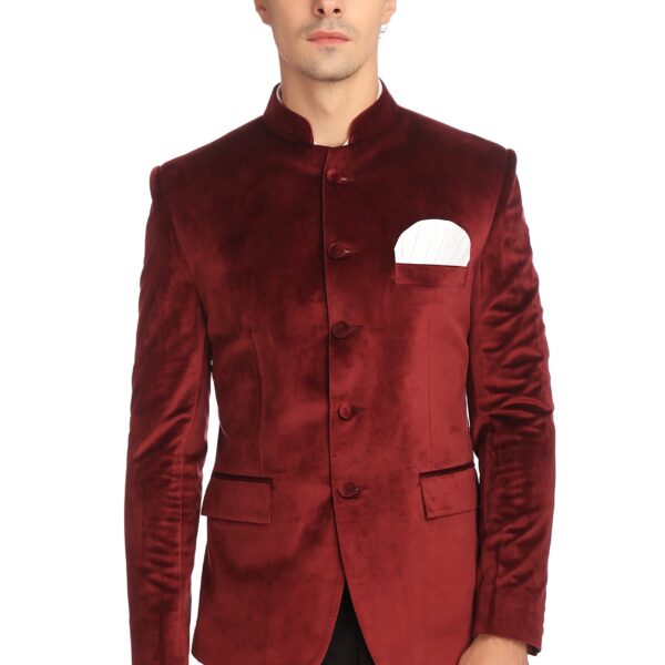 WINTAGE Men's Regular Fit Blazer (0Velvet301color1s46_Maroon_46), Single Breasted dress material - Shoppermaart