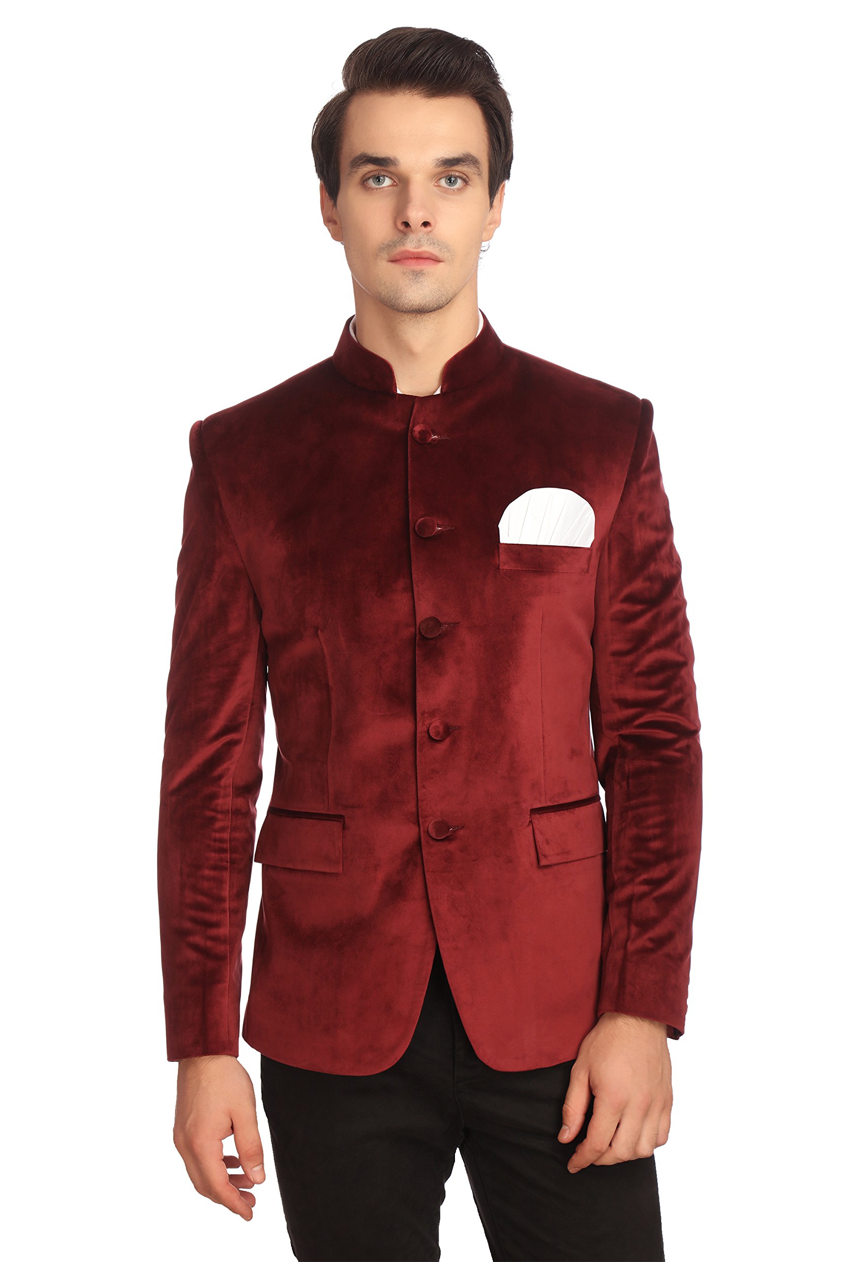 WINTAGE Men's Regular Fit Blazer (0Velvet301color1s46_Maroon_46), Single Breasted dress material - Shoppermaart
