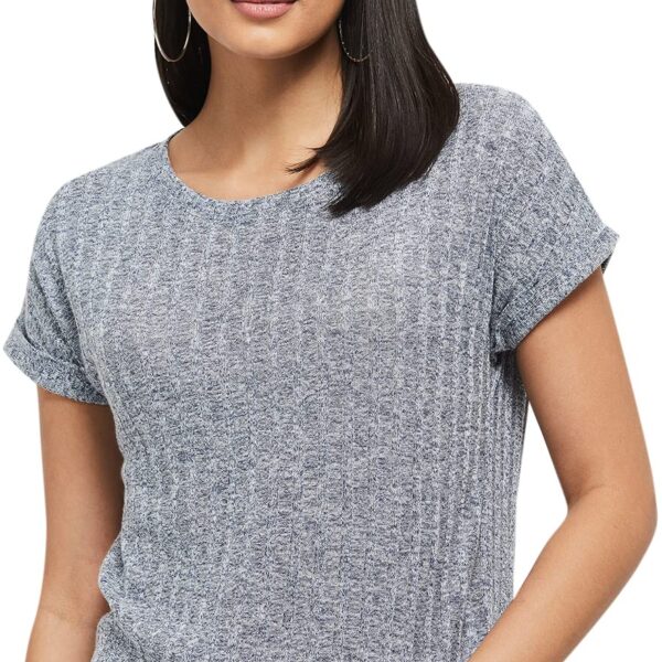 Max Textured Round Neck T-Shirt Navy dress material - Shoppermaart