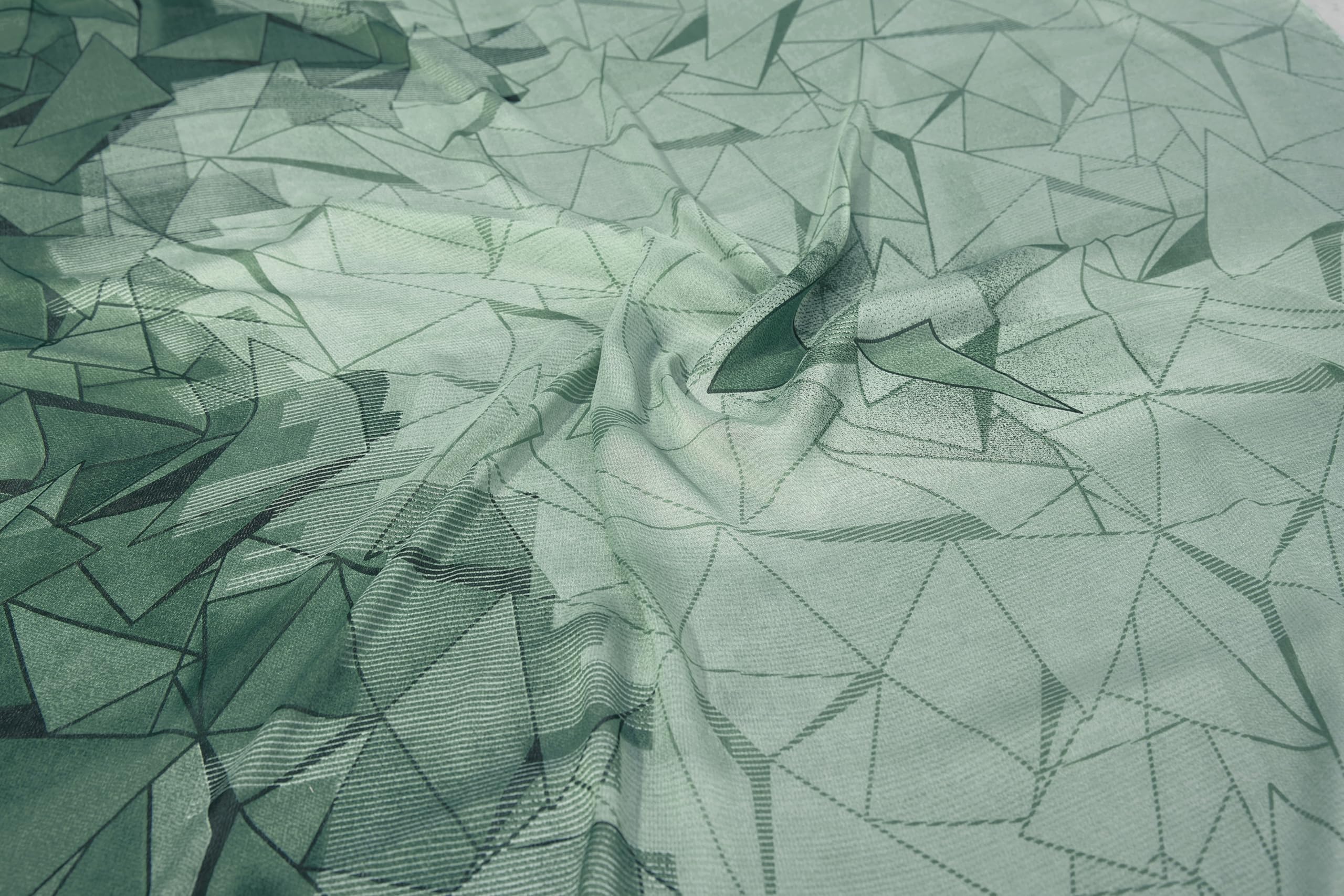 MIRCHI FASHION Chiffon Georgette Geometric Printed Sarees for Women with Blouse Piece (41642 – Light Dusty Green, Green)