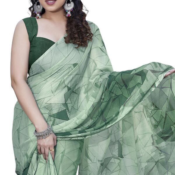 MIRCHI FASHION Chiffon Georgette Geometric Printed Sarees for Women with Blouse Piece (41642 - Light Dusty Green, Green) dress material - Shoppermaart