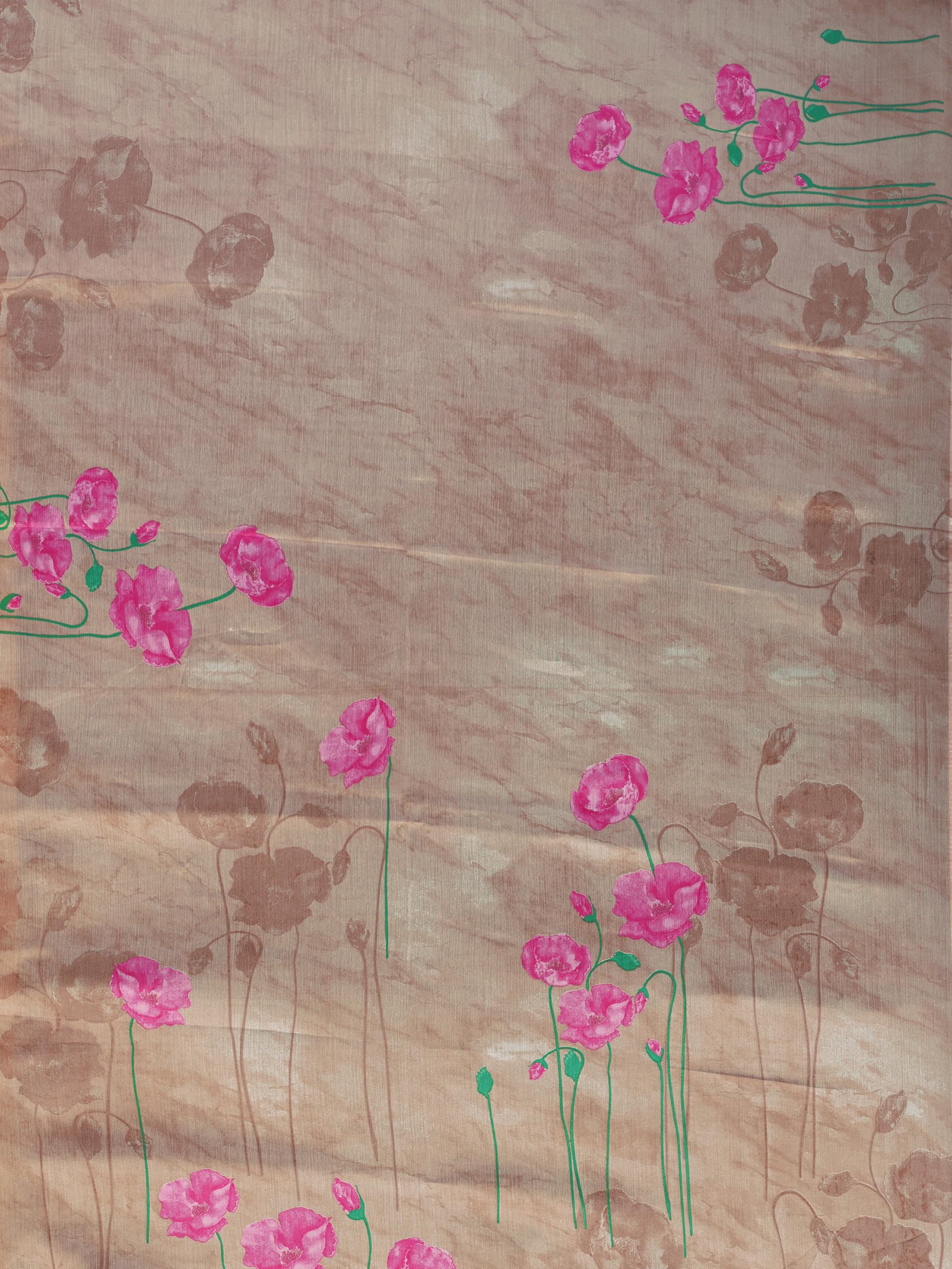 Garden Vareli Floral Print Chiffon Saree 88768 – Brown