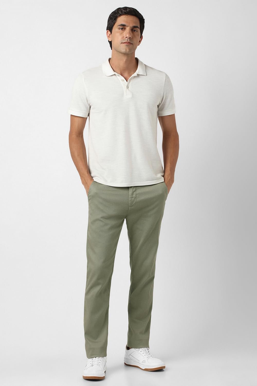 Peter England | Men’s Super Slim Fit Stretchable Casual Trousers | Office Sleek & Trendy Look Medium Grey