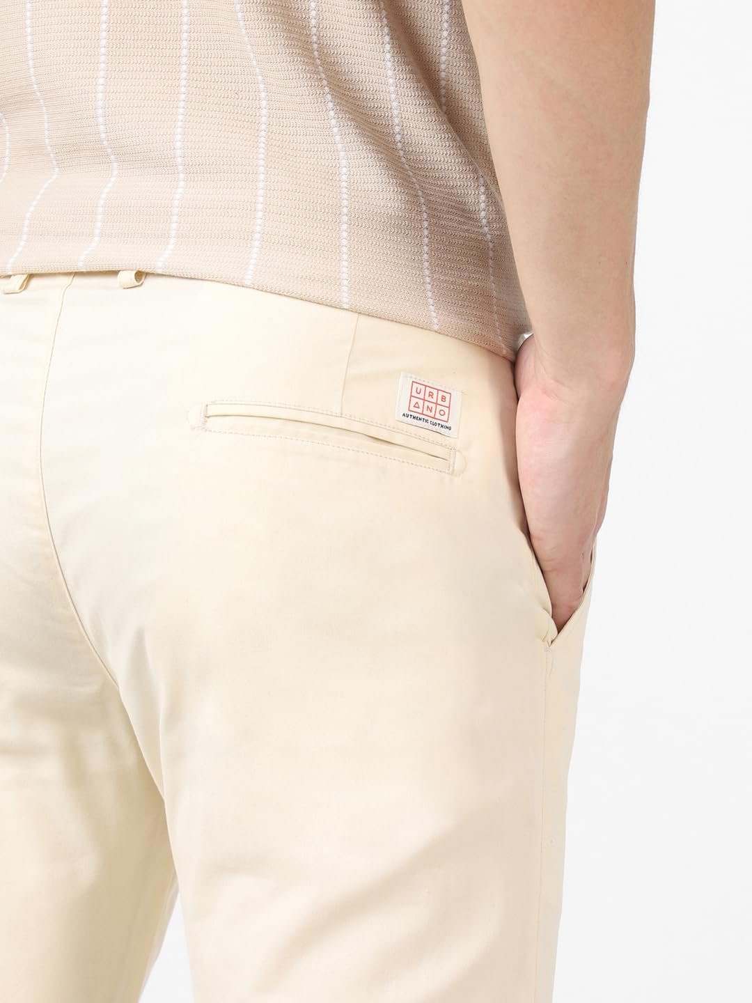 Urbano Fashion Men’s Cream Cotton Light Weight Non-Stretch Slim Fit Casual Trousers (epnchino-18-cream-34)
